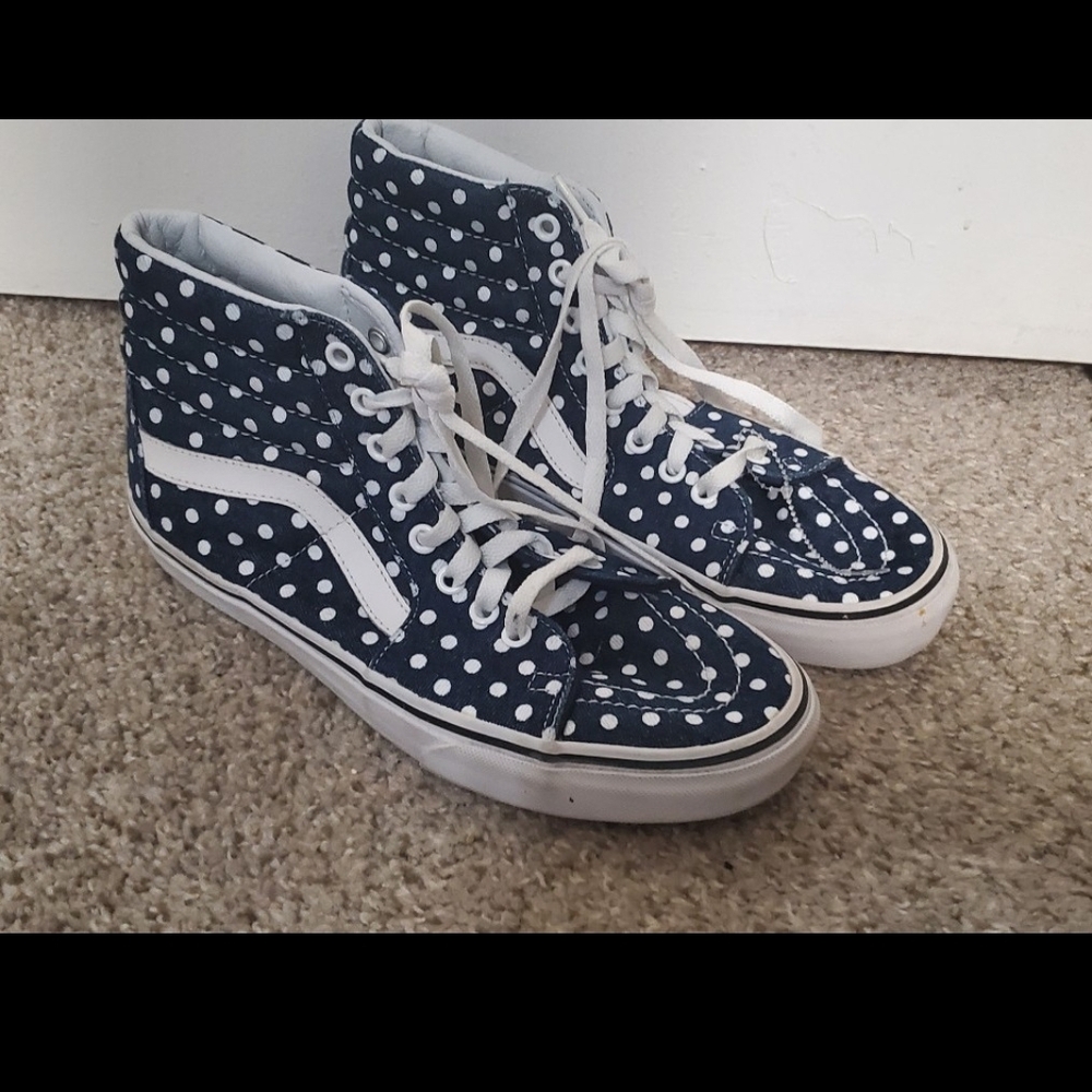 Vans Women's High-Top Polka Dot Sneakers - Navy & White